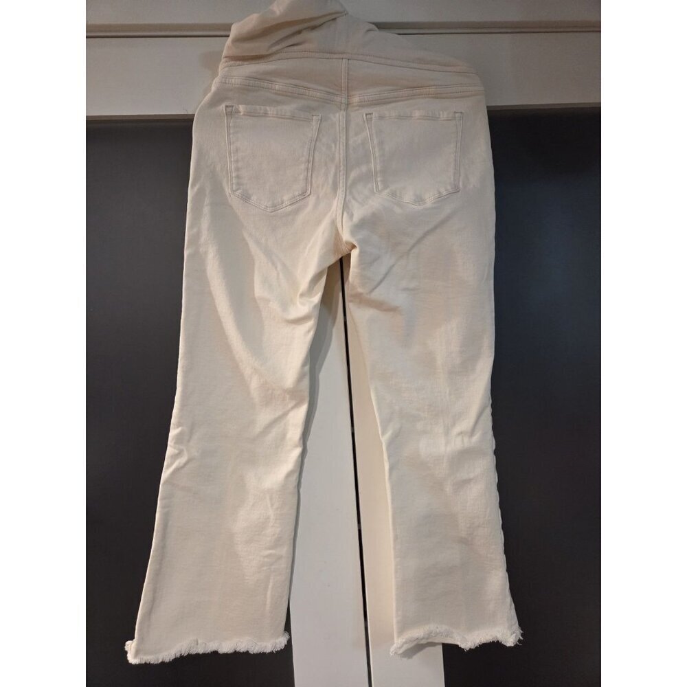 Mango Maternity Jeans Over The Belly Crop Frayed Hem Sz 6/8 - Picture 3 of 12
